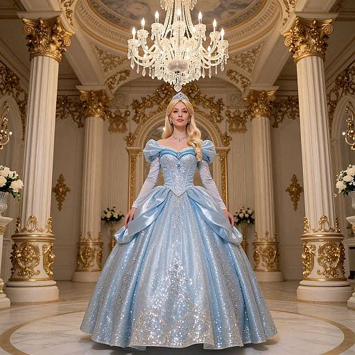 Blonde Princess in Crystal Ballroom