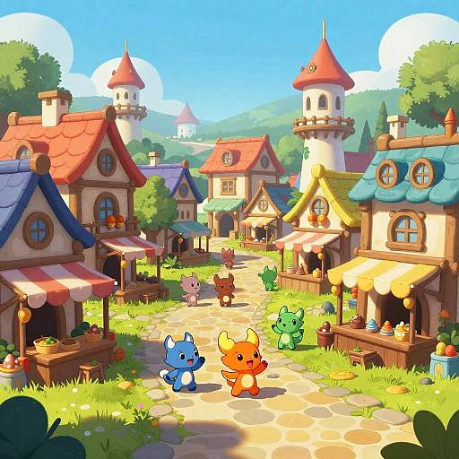Whimsical Dofus-Style Fantasy Village