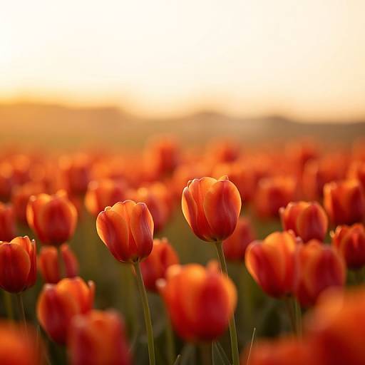 Sunset Tulip Field in Impressionistic Light