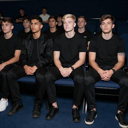 Five Young Men in Black Clothing