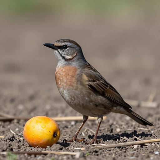 Bird Standing on Ground with Fruit