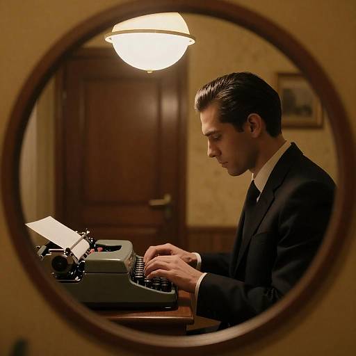 Vintage Typewriter Portrait in Warm Light