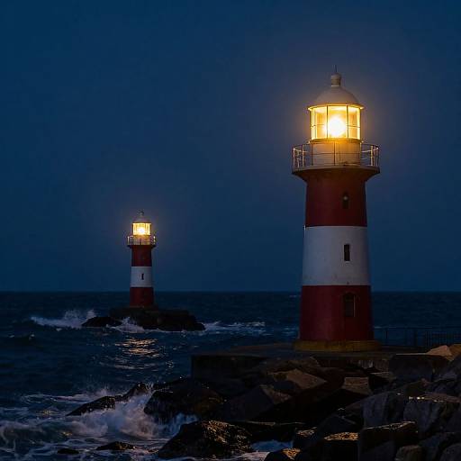 Luminous Lighthouses Over Mystical Seascape