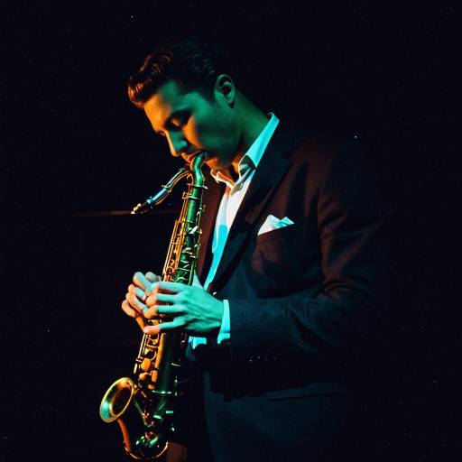 Jazz Musician Playing Saxophone with Neon Highlights