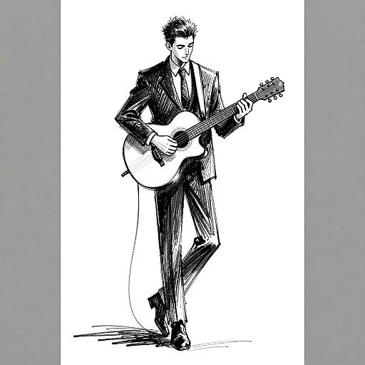 Sketch of Man with Guitar