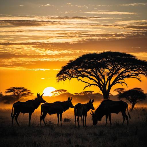 Dramatic African Sunrise Silhouette Scene Dramatic African Sunrise Silhouette Scene
