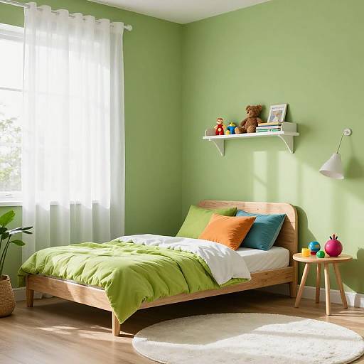 Cozy Children's Room with Green Walls