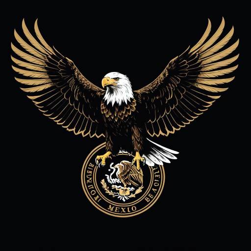 Majestic Bald Eagle Logo with Mexican Emblem