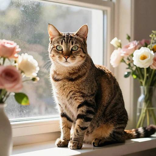 Majestic Cat on Sunlit Windowsill
