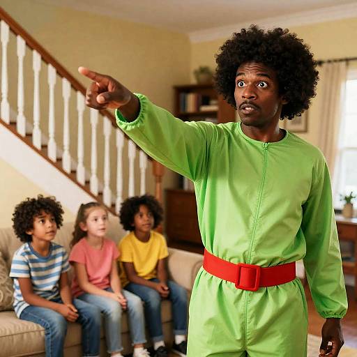 Vibrant Living Room Scene with Storyteller