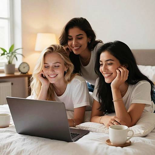 Cozy Bedroom Laptop Session with Girls