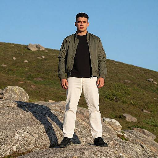 Confident Young Man on Rocky Outcrop