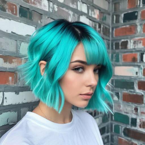 Portrait of woman with vibrant turquoise hair