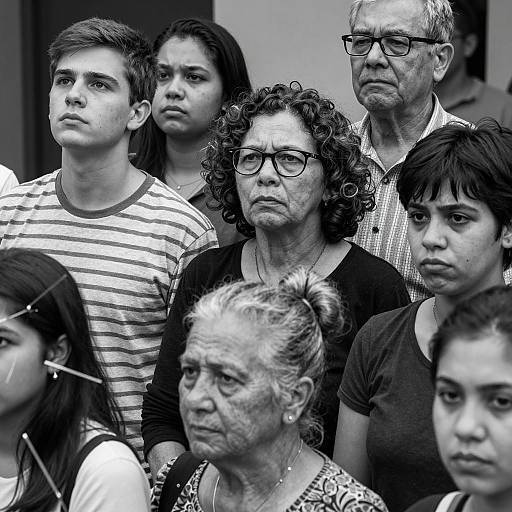 Black and White Portrait of Multi-Generational Group