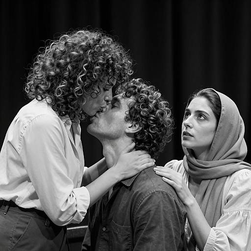 Intense Black-and-White Portrait of Three