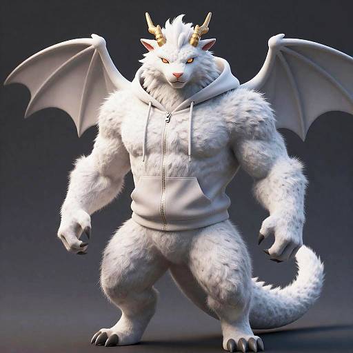Photorealistic Male Dragon in Hoodie