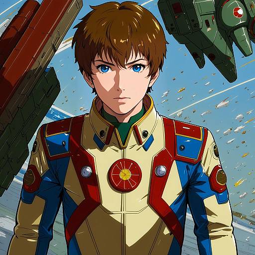Illustration of Amuro ray, gundam in the style of Shinama