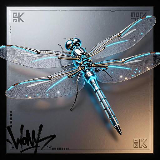 Cyberpunk Robotic Dragonfly Macro Art
