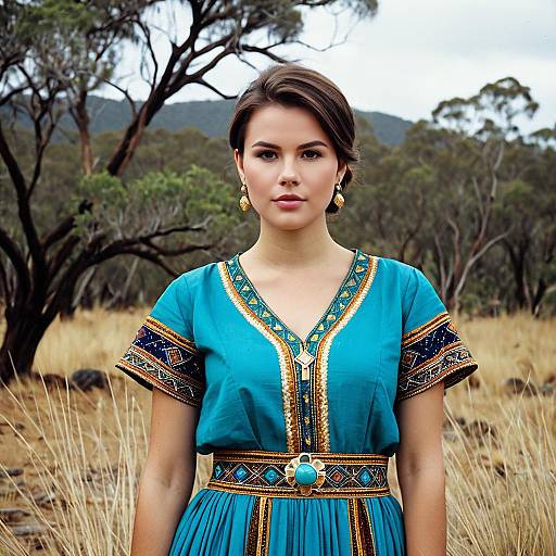 Young Woman in Traditional Dress Outdoors