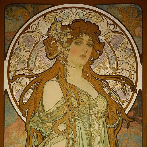 Elegant Art Nouveau Woman Portrait