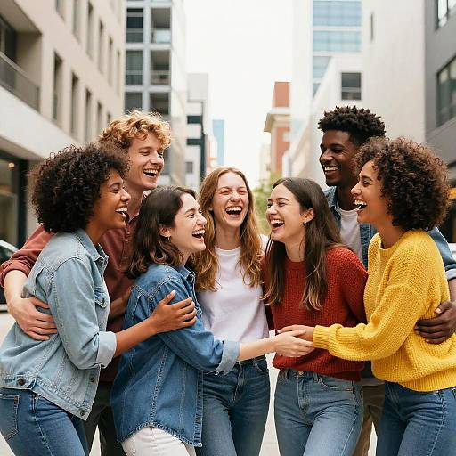 Group of Young Adults Laughing Outdoors