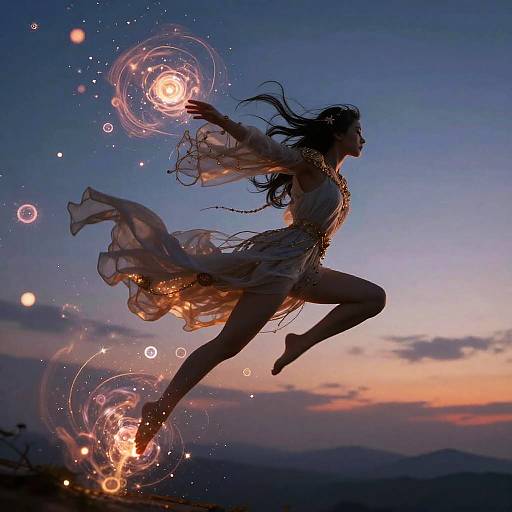 Falcor Soaring in Magical Twilight