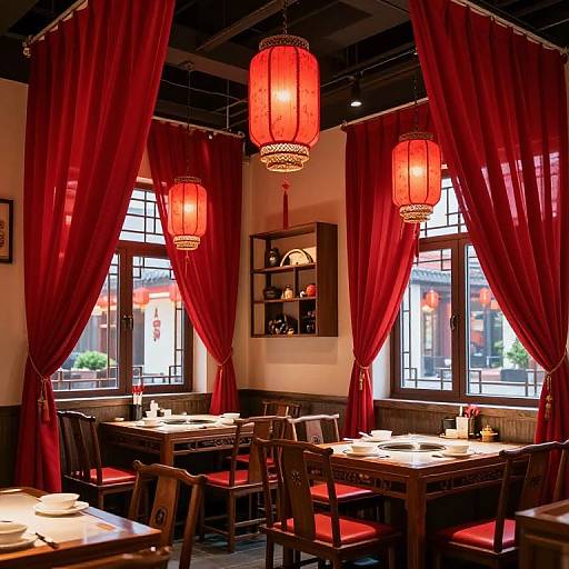 Cozy Chinese Restaurant Interior Scene
