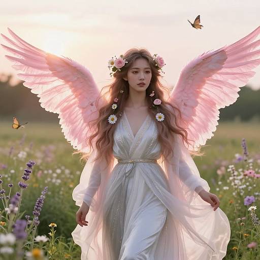 Graceful Angel in Serene Meadow