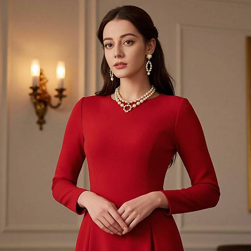 Elegant Woman in Red Dress