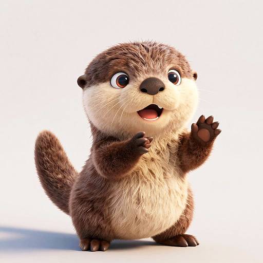 Pixar-Style Joyful Baby Otter