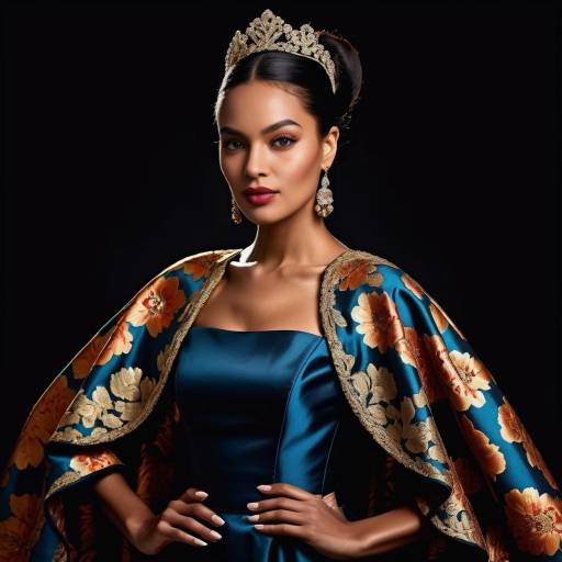 Graceful Mediterranean Woman in Elegant Gown