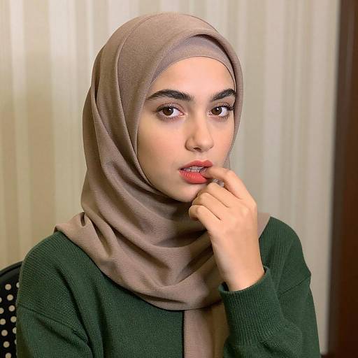 Young Woman in Brown Hijab Portrait