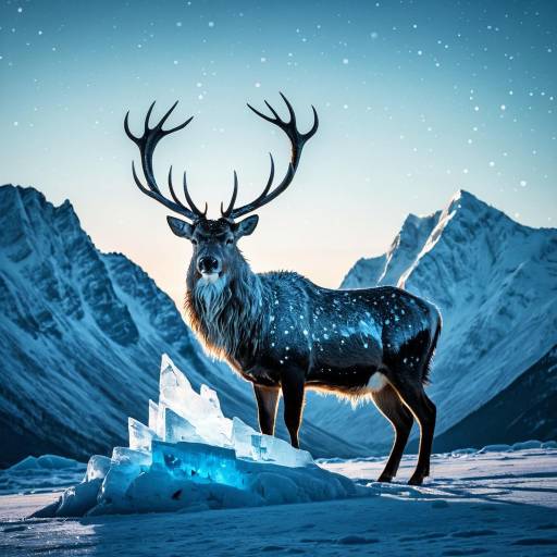 Luminous Ice Stag at Frosty Dawn Luminous Ice Stag at Frosty Dawn