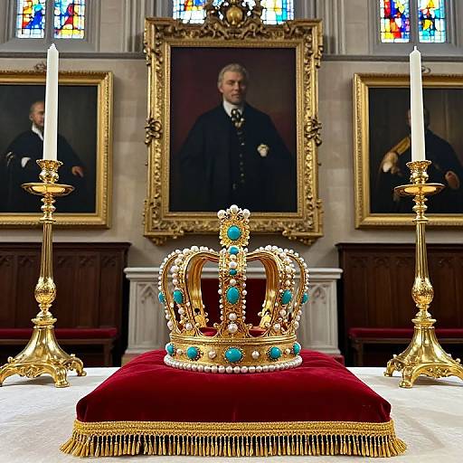 Gilded Crown on Velvet Cushion