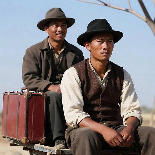 Two Men on a Wagon Adventure