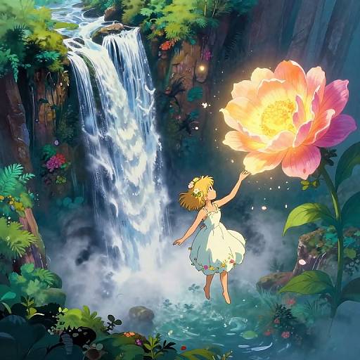 Studio Ghibli-Inspired Floating Island Waterfall