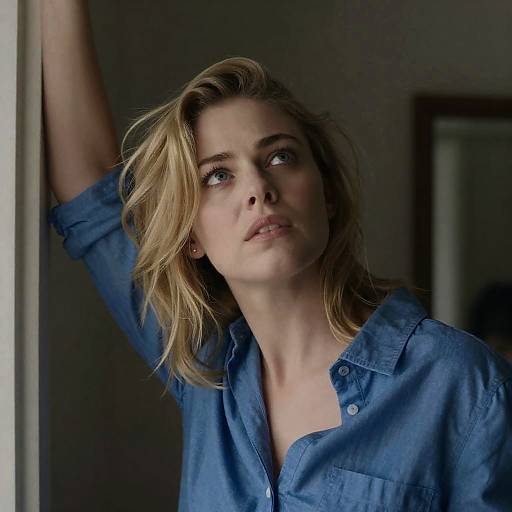 Intense Blonde Woman in Low Light