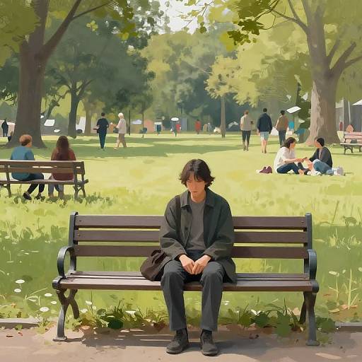 Solitary Figure in Vibrant Park