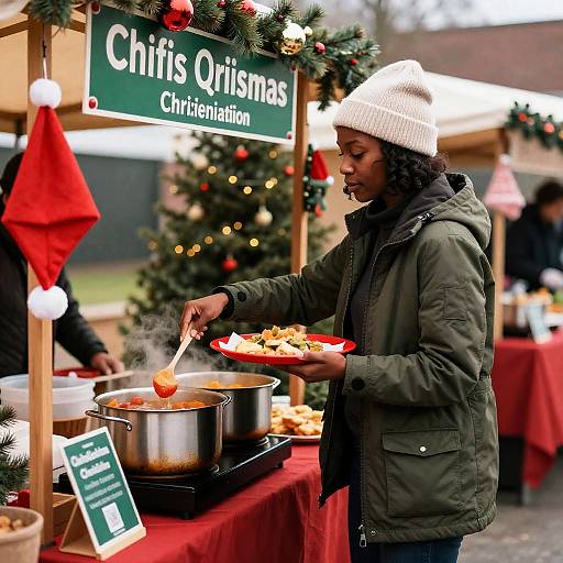 Festive Christmas Food Stall Scene