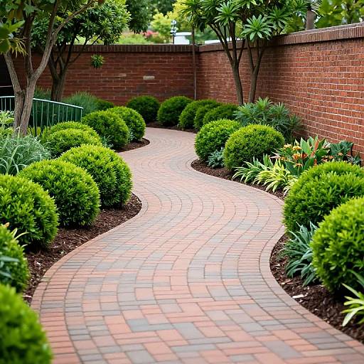 Curved Brick Pathway in Garden