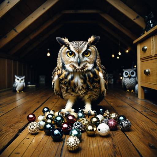 Cheeky Owl with Shiny Trinkets in Attic Cheeky Owl with Shiny Trinkets in Attic