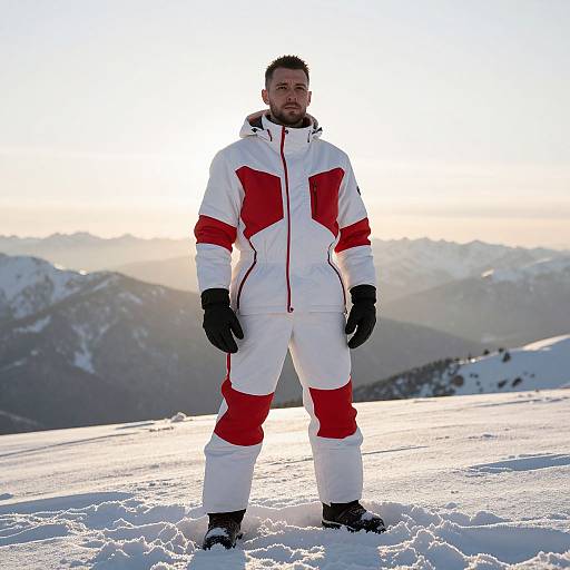 Confident Man in Snowy Sunrise