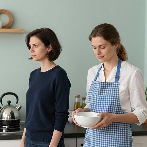 Serene Kitchen Scene with Two Women