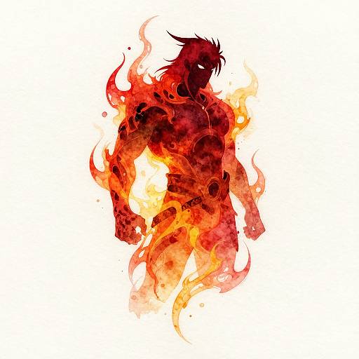 Watercolor Vash the Stampede Silhouette with Flames