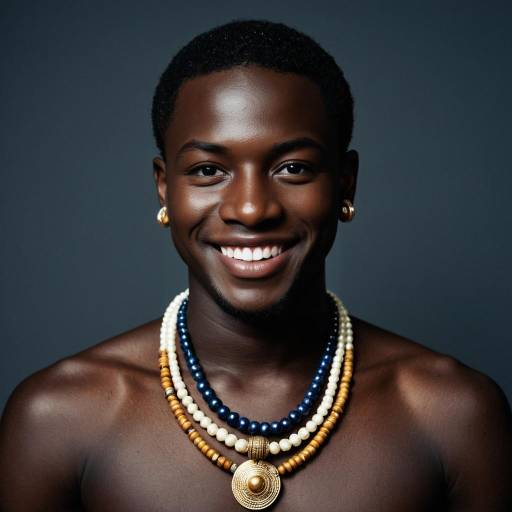 Dark-Skinned Man Wearing Traditional Jewelry