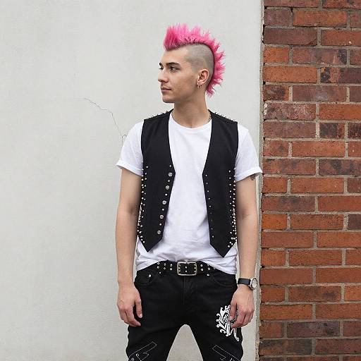 Young Man with Pink Mohawk Style