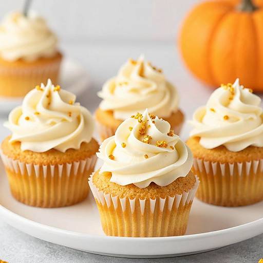 Golden Pumpkin Cupcakes with Frosting