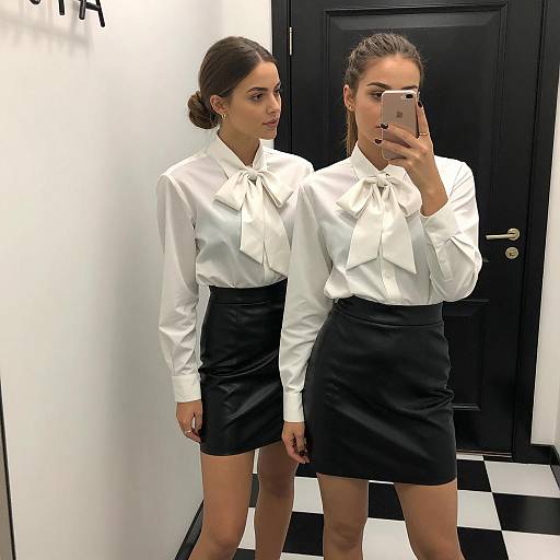 Chic Mirror Selfie of Two Stylish Women