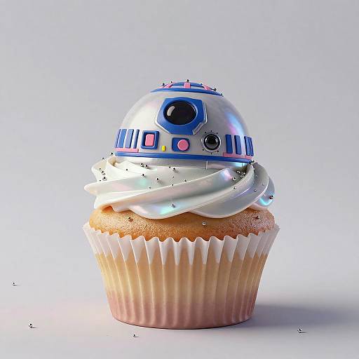 Iridescent Retro-Futuristic Cupcake Droid Portrait