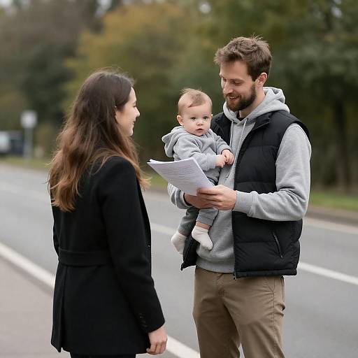Joyful Roadside Encounter with Baby